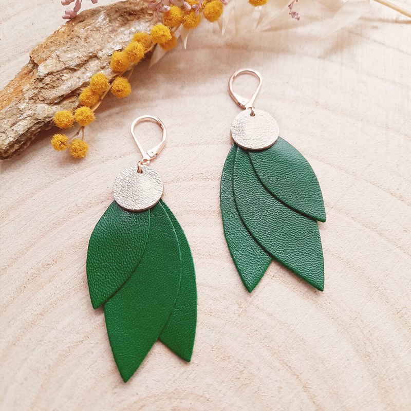 Ni Une Ni Deux - Boucles d'oreilles celeste émeraude