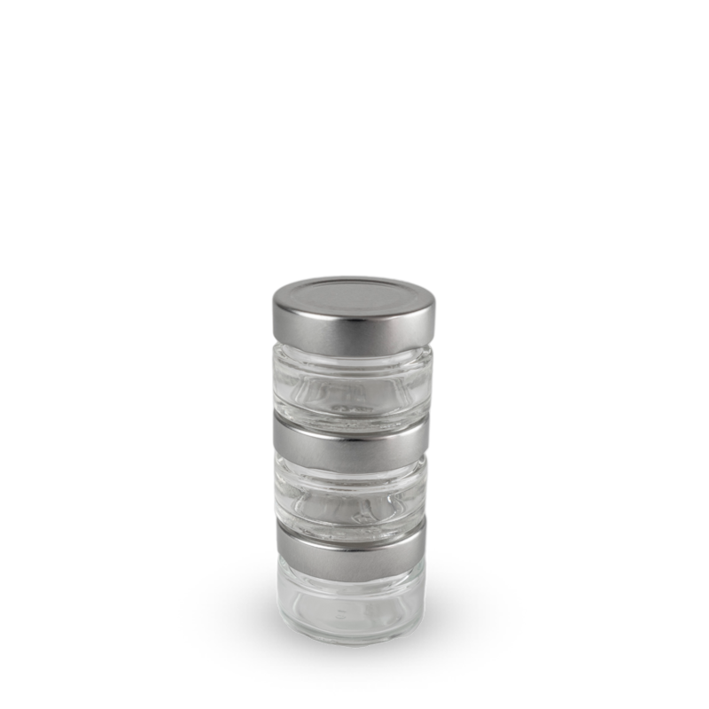 This pack of three empty screw-on glass jars is designed for Peugeot's Maestro pepper mill. The jars are ready for filling with any pepper you choose and we would encourage you to be adventurous in your discovery of new varieties. A marker pen is also included so you can easily label each jar and quickly identify the contents. Maestro
