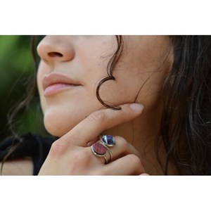 Bague double bois et pierre bella