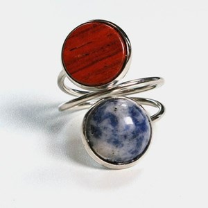 Bague double bois et pierre bella