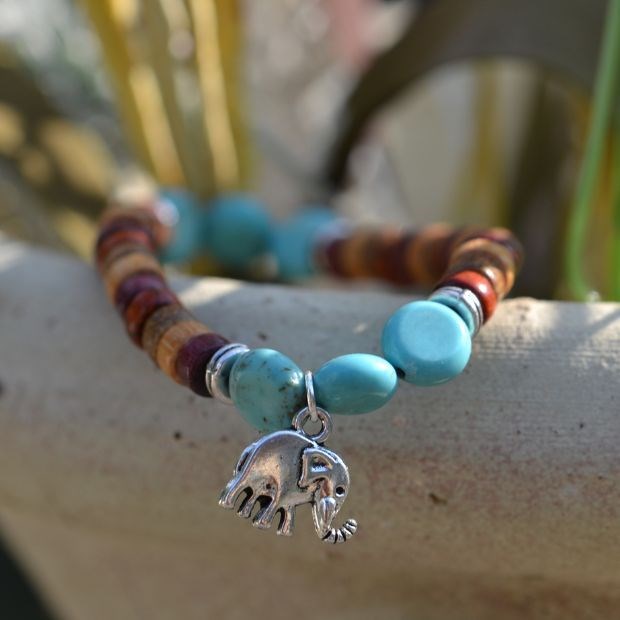 Essenciel - Bracelet turquoise éléphant olga