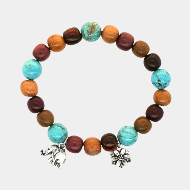 Essenciel - Bracelet bois et turquoise bella
