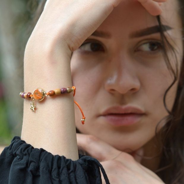 Essenciel - Bracelet cabochon jaspe et bois love