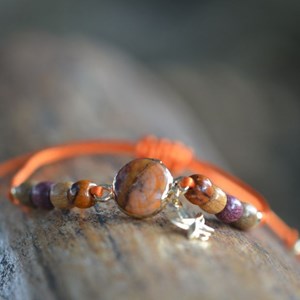 Bracelet cabochon jaspe et bois love