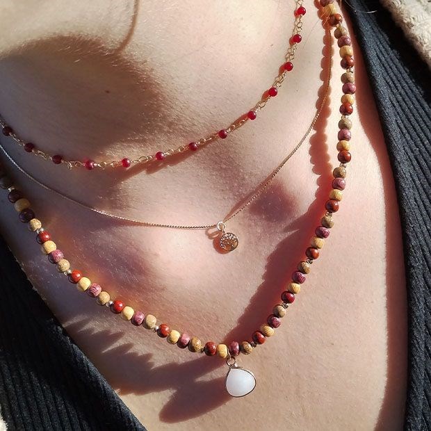 Essenciel - Collier triple quartz et bois juliane