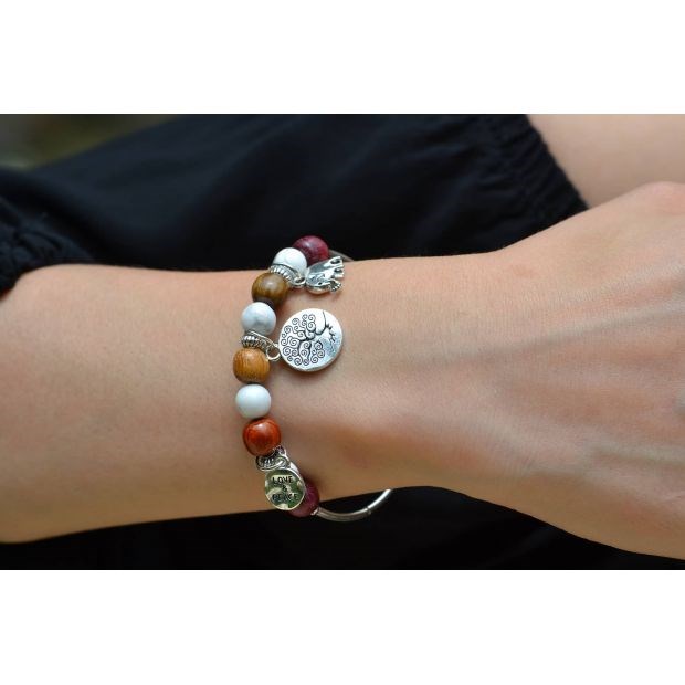 Essenciel - Bracelet -jonc bois howlite samia