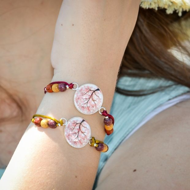 Essenciel - Bracelet cabochon et satin natacha