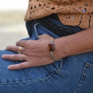 Bracelet Jonc En Bois Sculpté Vintage Pour Femme - Largeur 3.5 Cm, Diamètre 6.7 Cm, Bois Naturel
