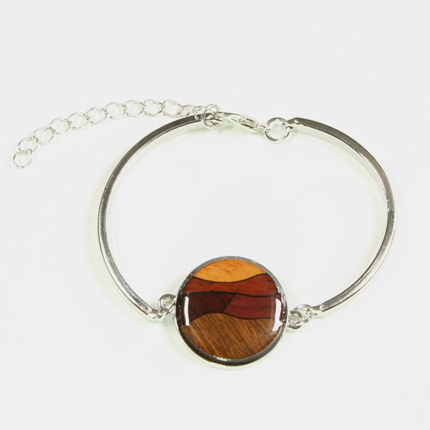 Bracelet Jonc En Bois Peint Vernis Tunisien - Largeur 2,5 Cm, Diamètre Intérieur 7 Cm