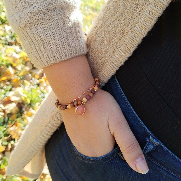 Essenciel - Bracelet double quartz et bois elsa