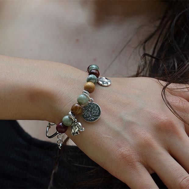 Bracelet -jonc bois labradorite samia