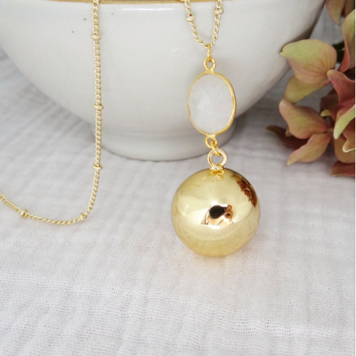 Madeleine Et Maman - Bola or pendentif pierre de lune