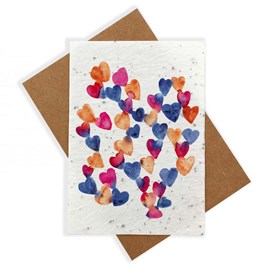 Carte à planter amour envolée de coeurs