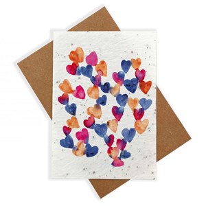 Carte à planter amour envolée de coeurs