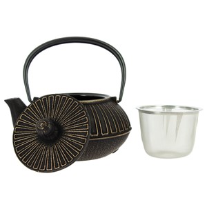 Théière fonte kiku noir-doré 650 ml