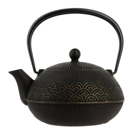 Théière fonte seigaiha noir-doré 900 ml