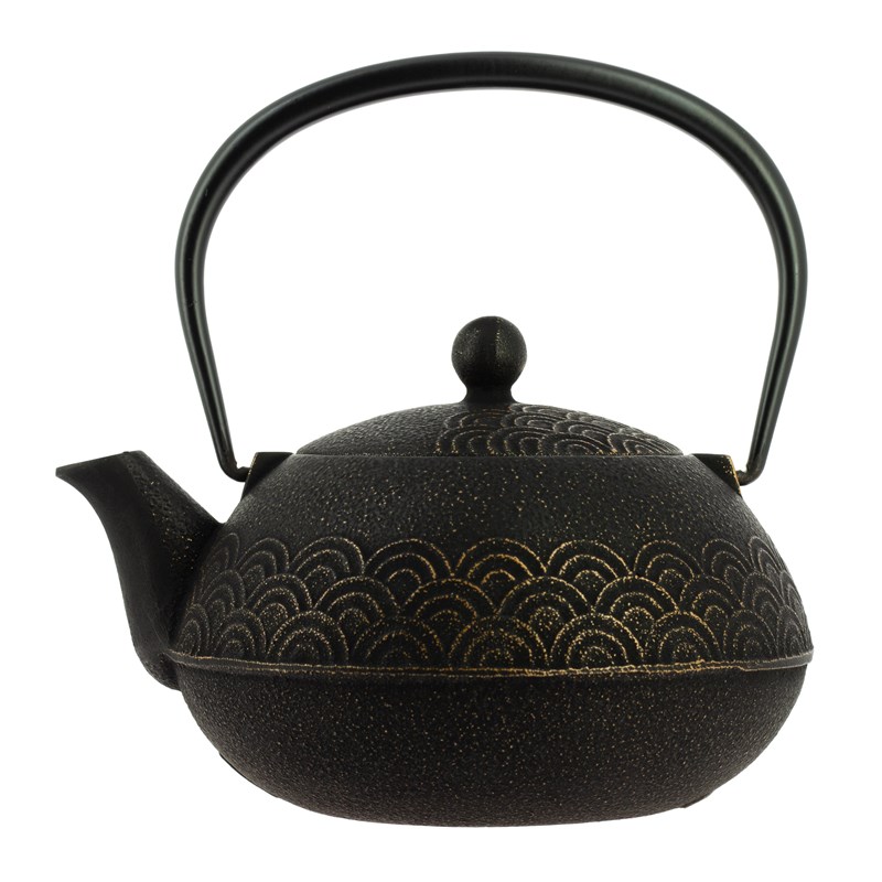 Théière fonte seigaiha noir-doré 900 ml