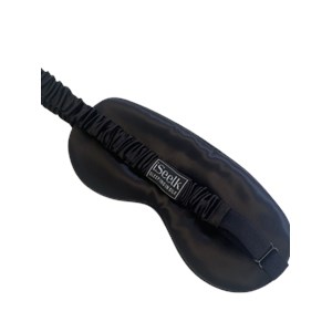 Masque de sommeil réglable en soie noir