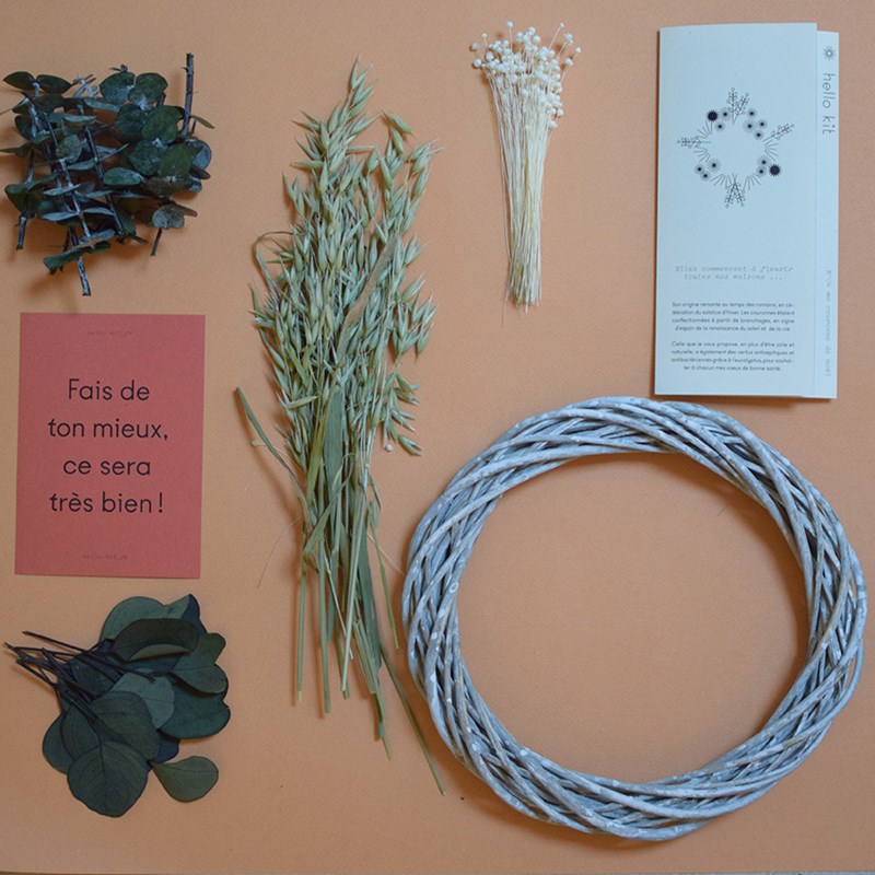Hello Kit - Kit diy n°4 couronne rotin & fleurs