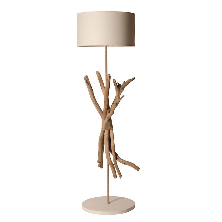 Coc Art Creations - Lampe à pied cotret blanc cassé
