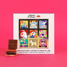 Coffret de 9 carrés chocolat lait & noir