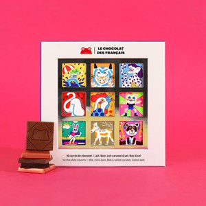 Coffret de 9 carrés lait, noir et noir & sel