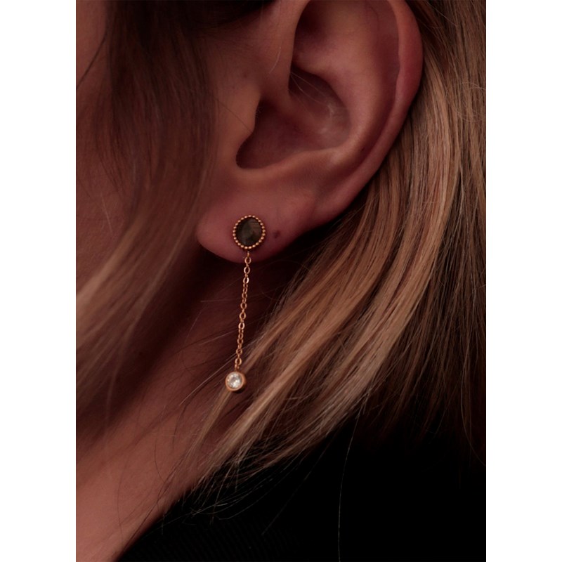 AEC Paris - Boucles d'oreilles clio onyx vert