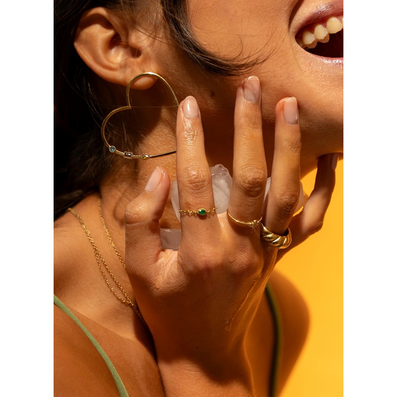 AEC Paris - Bague chaîne daya zirconium vert t54