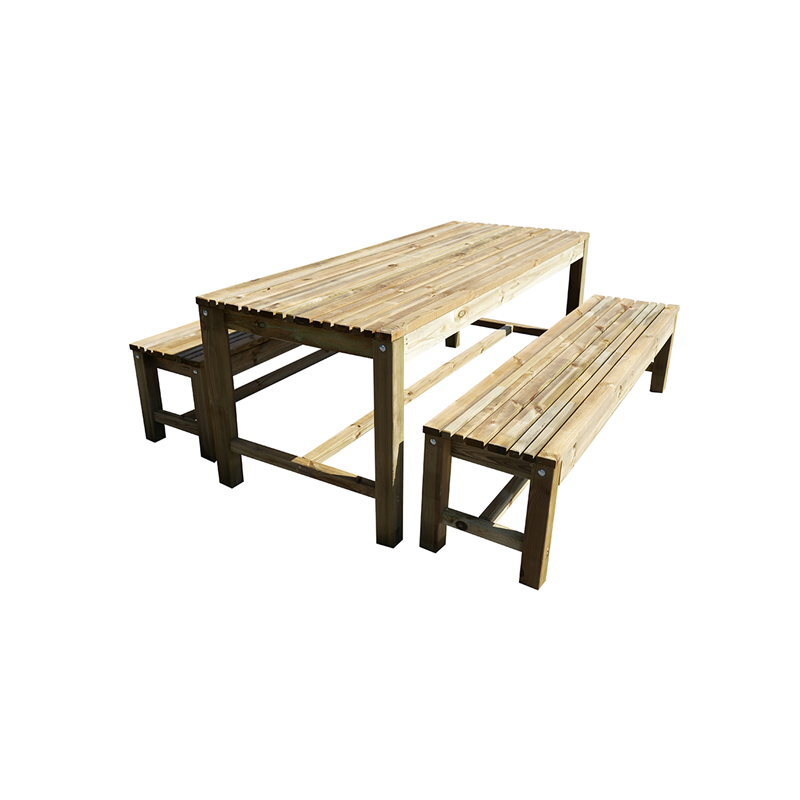 Jardipolys - Set - 1 table 2 bancs oblik