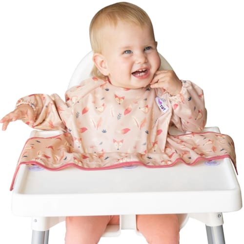 TIDY TOT - Bavoir tablier ventousé Cover & Catch imprimé Renard - Beige