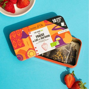 Thé noir bio en sachets fraise du lot-e