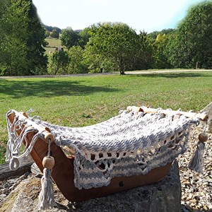 Hamac à chat gris avec support en bois