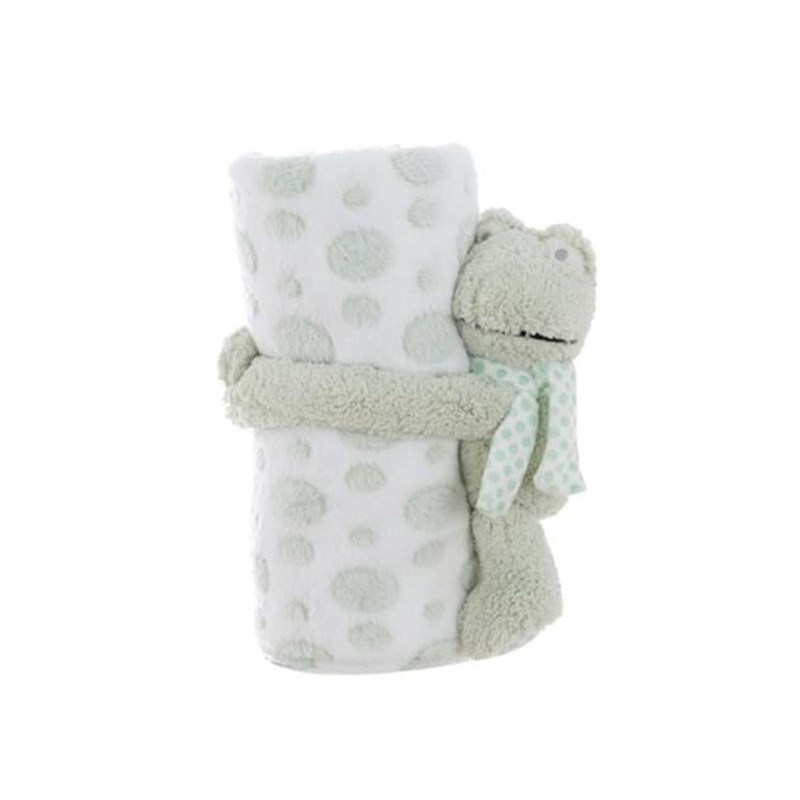 Blanc Mariclo - Peluche grenouille avec plaid 100 x 75