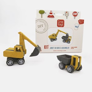 Kit engins de chantiers en bois coloré