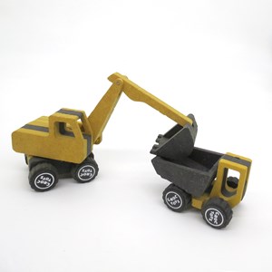 Kit engins de chantiers en bois coloré