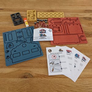 Kit tracteur et sa ferme en bois coloré