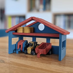 Kit tracteur et sa ferme en bois coloré