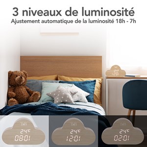 Réveil en forme de nuage & finition bois