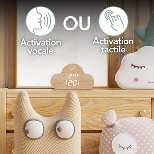 Réveil en forme de nuage & finition bois