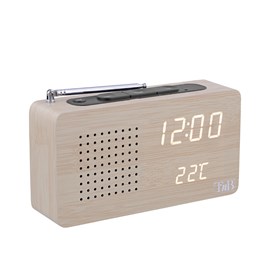 Radio réveil led avec finition bois