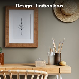 Radio réveil led avec finition bois