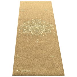 Tapis de yoga liège lotus vieil or 5mm