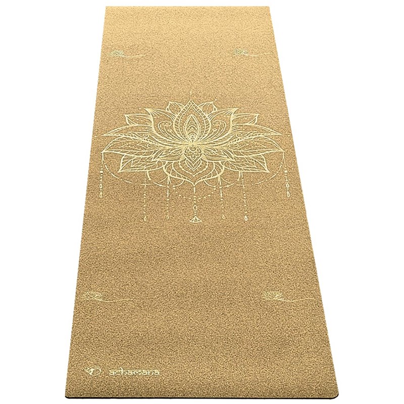 Tapis de yoga liège lotus vieil or 5mm