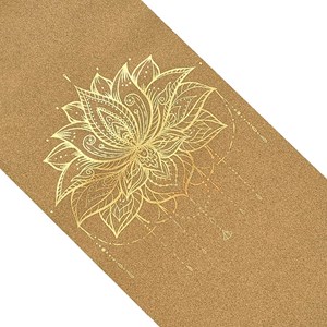 Tapis de yoga liège lotus vieil or 5mm