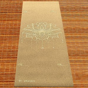 Tapis de yoga liège lotus vieil or 5mm