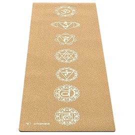 Tapis yoga liège 7 chakras vieil or 5mm