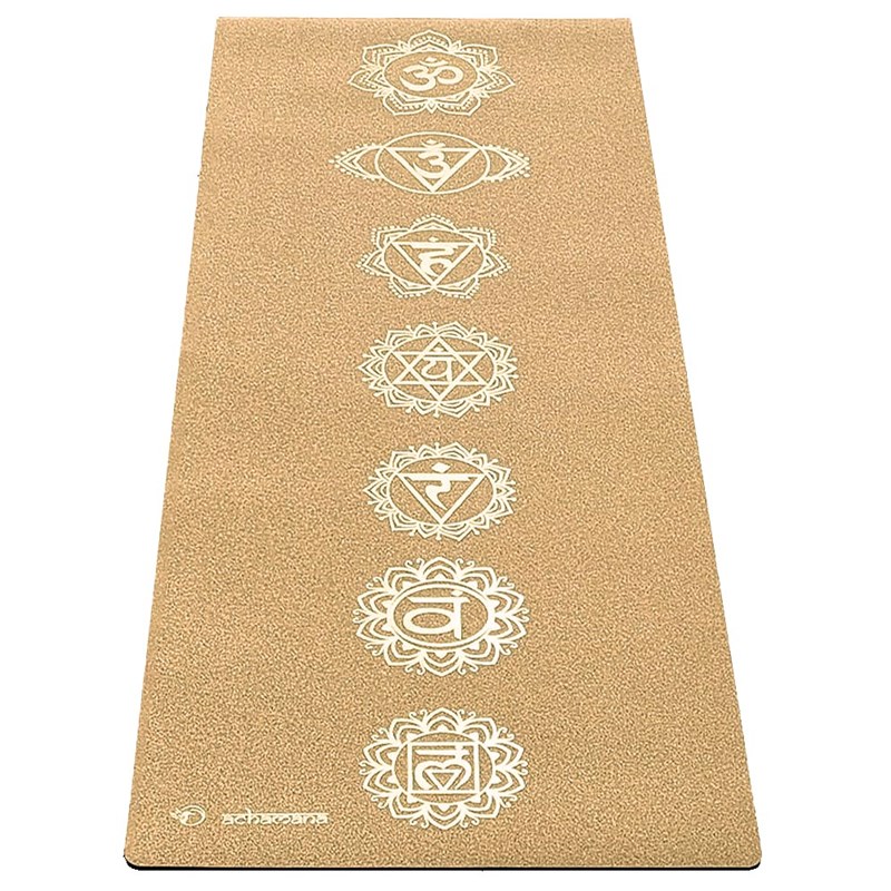 Tapis yoga liège 7 chakras vieil or 5mm