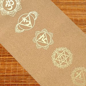Tapis yoga liège 7 chakras vieil or 5mm