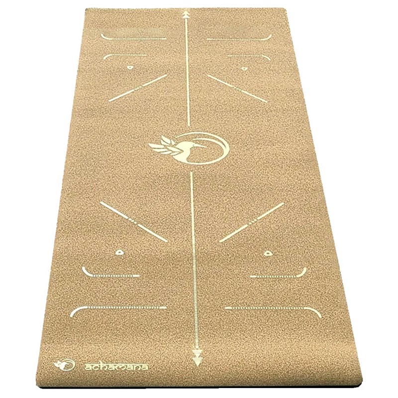 Achamana - Tapis yoga liège 6mm practice or + sac
