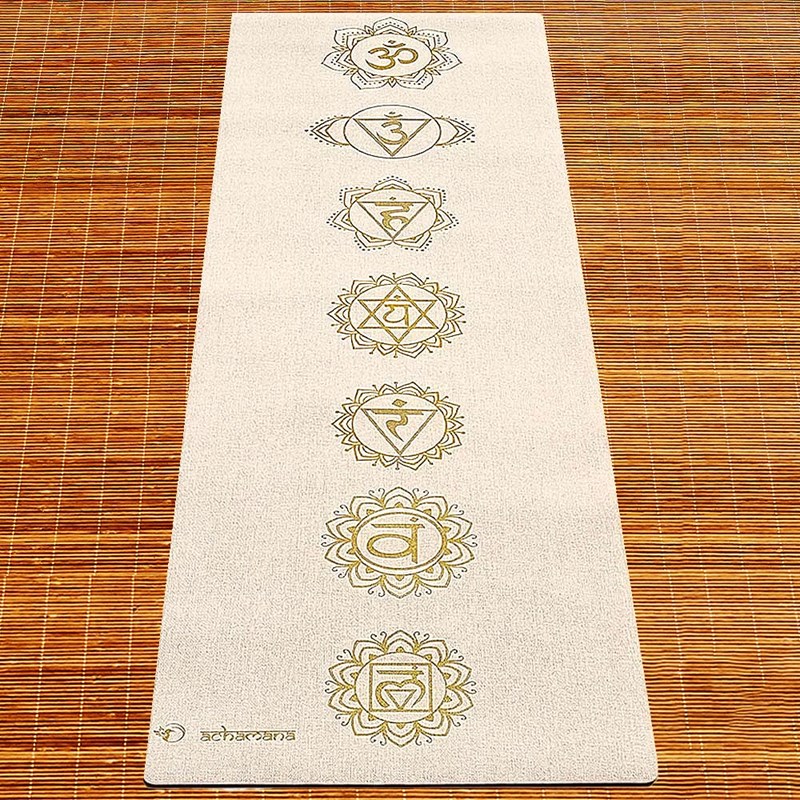 Tapis yoga chanvre 7chakras vieil or